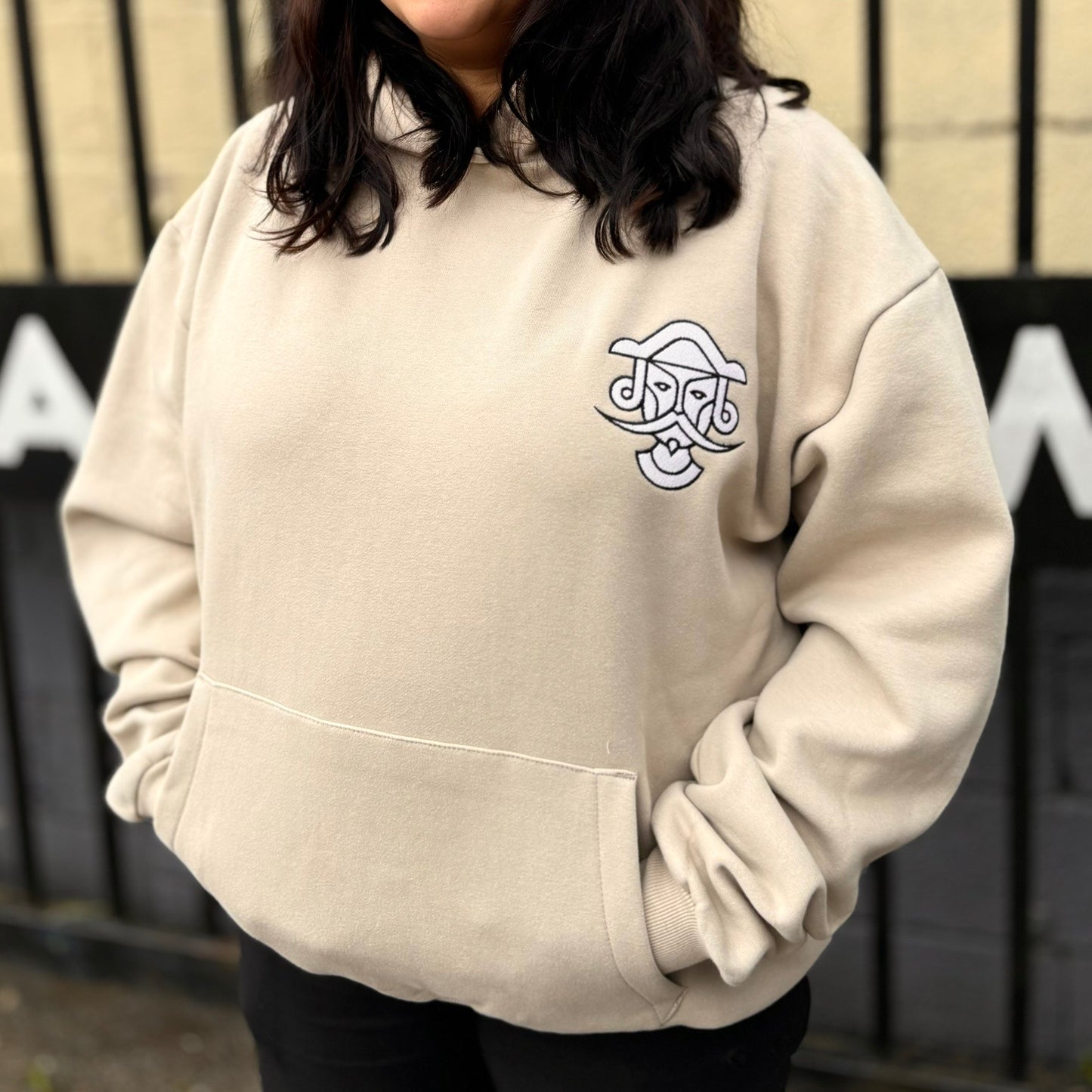 Embroidered Logo Hoody - Natural Stone